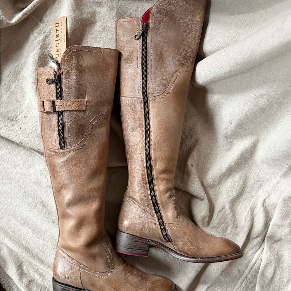 BED|STU Tan Leather Knee-High Boots - Picture 3 of 7